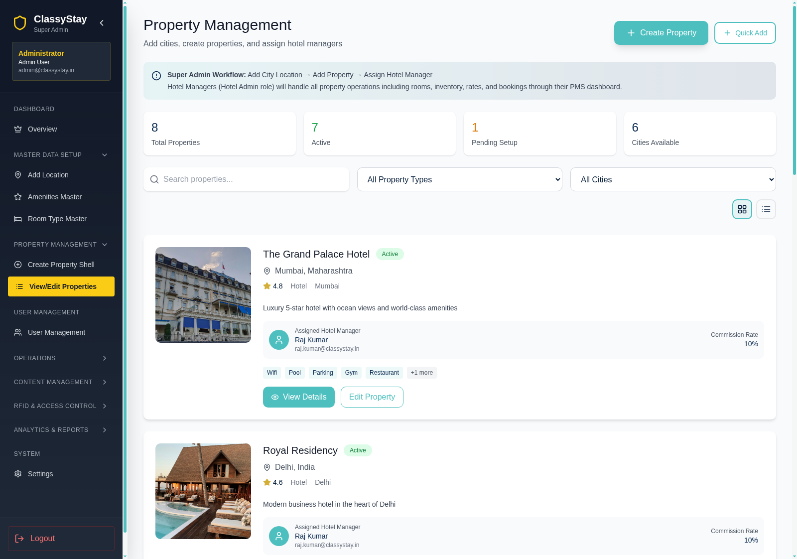 Properties Admin